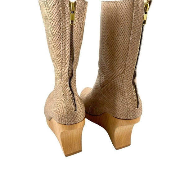 Alejandro Ingelmo Piton Snake Skin Leather Wood Platform Artsy Boots Sz 8 - Picture 5 of 11